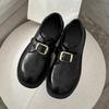 Fashion Women's Cowhide Metal Buckle Slip On Flats 2025 Spring Autumn Concise Leisure Flat Shoes High Quality Versatile Oxford Shoes