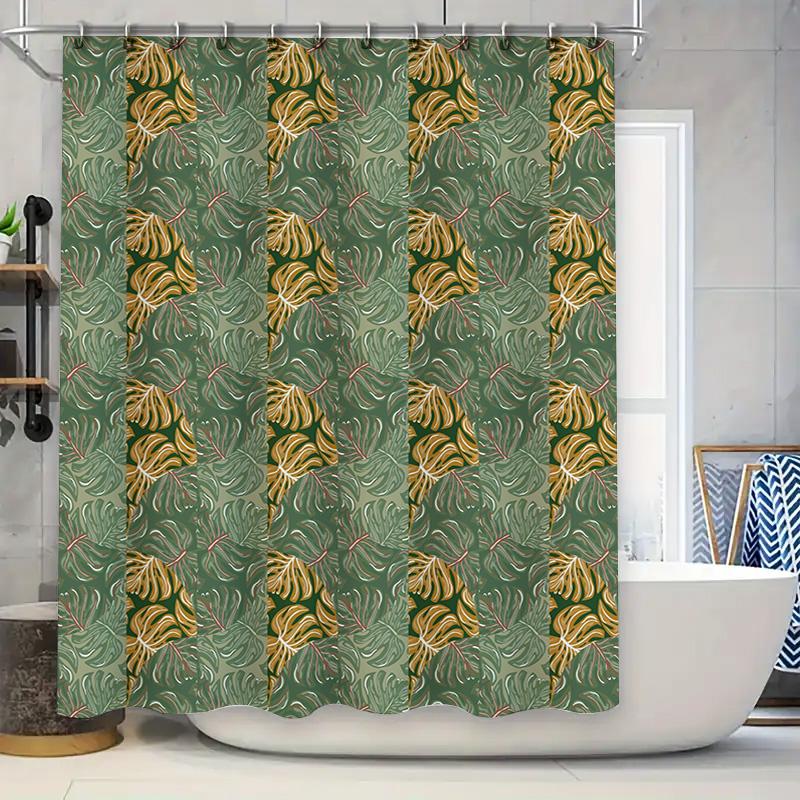 

Luxury Floral Shower Curtain Set Green Jungle Leaves Pattern Waterproof Bathroom Decor For Home Decoration W60H190(CM)-1 Pcs