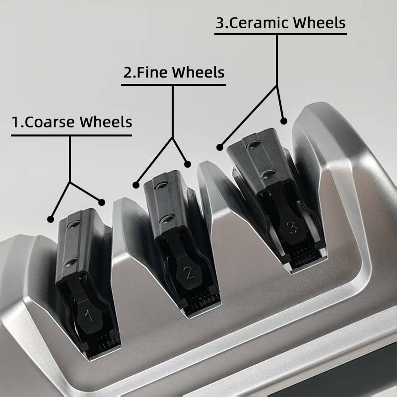 NEW Electric Knife Sharpener-Diamond Wheel System 3-Stage Sharpening (Coarse/Fine/Polish) Fast & Safe for Kitchen Chef
