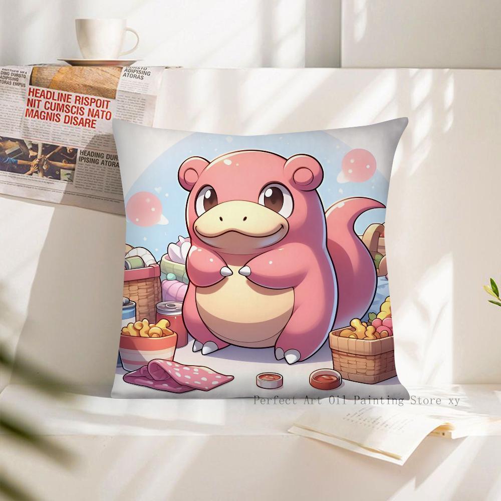 MINISO Pokemon Slowpoke Cute Pillow Case Fashion Square Pillowcase Bedroom Sofa Room Ins Decoration Leisure Cushion Cover
