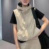 Women's Summer New Solid Color Vest Korean Loose Thin Hooded Sleeveless Cardigan Zipper Pockets Shorts All-match Casual Coats