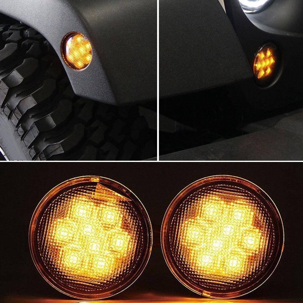 Pair of LED Fender Turn Signal Side Marker Light Fit for Jeep Wrangler JK JKU 2007 2018