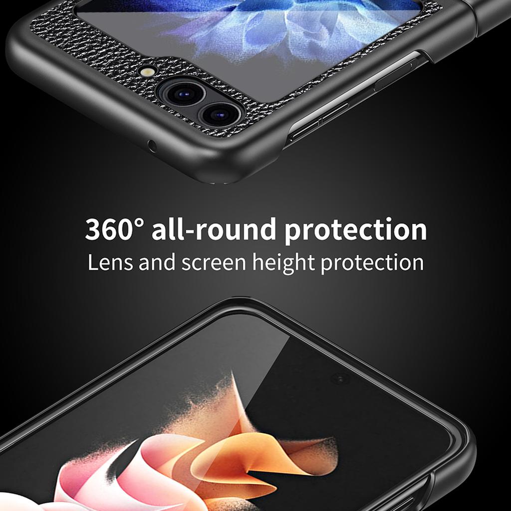 For Samsung Galaxy Z Flip6 5G/Z Flip5 5G Case PU Leather+Hard PC Anti-Drop Phone Cover