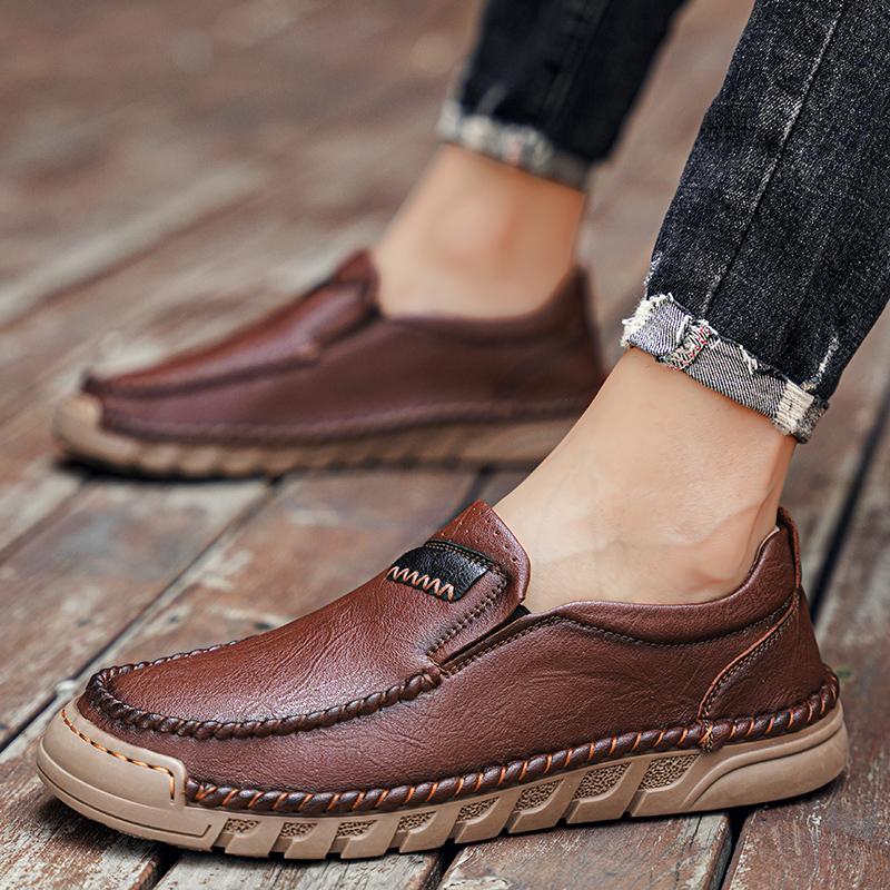 38-46 Men's Leather Casual Shoes Handmade Loafers Comfortable Men's Slip On Shoes Flat Moccasins Men's Sneakers