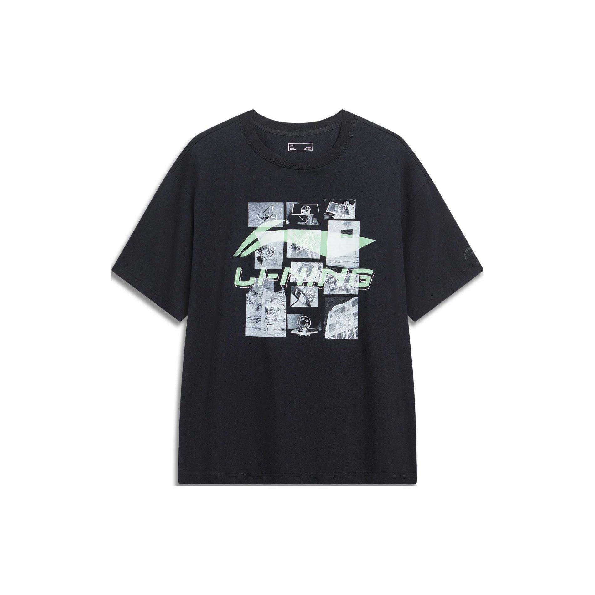 Li-Ning Hoops Photo Graphic T-shirt  Black  Men s AHST725-1 S