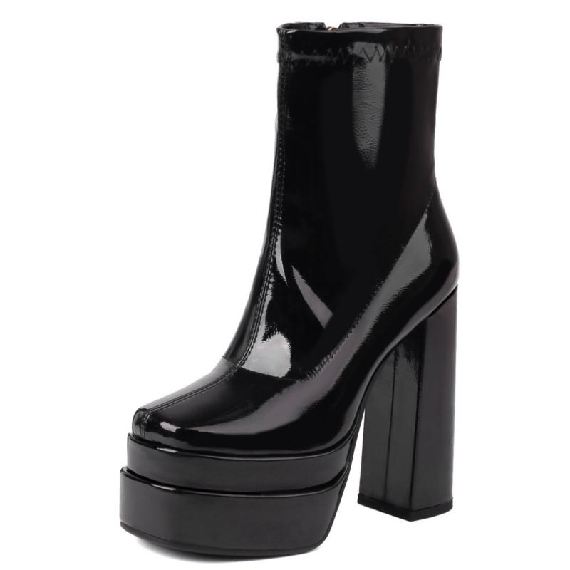 Sexy Platform Women's Ankle Boots 2025 Winter Shoes High Heels Short Boot Black White Red Dance Party Shoes For Girl Large Size