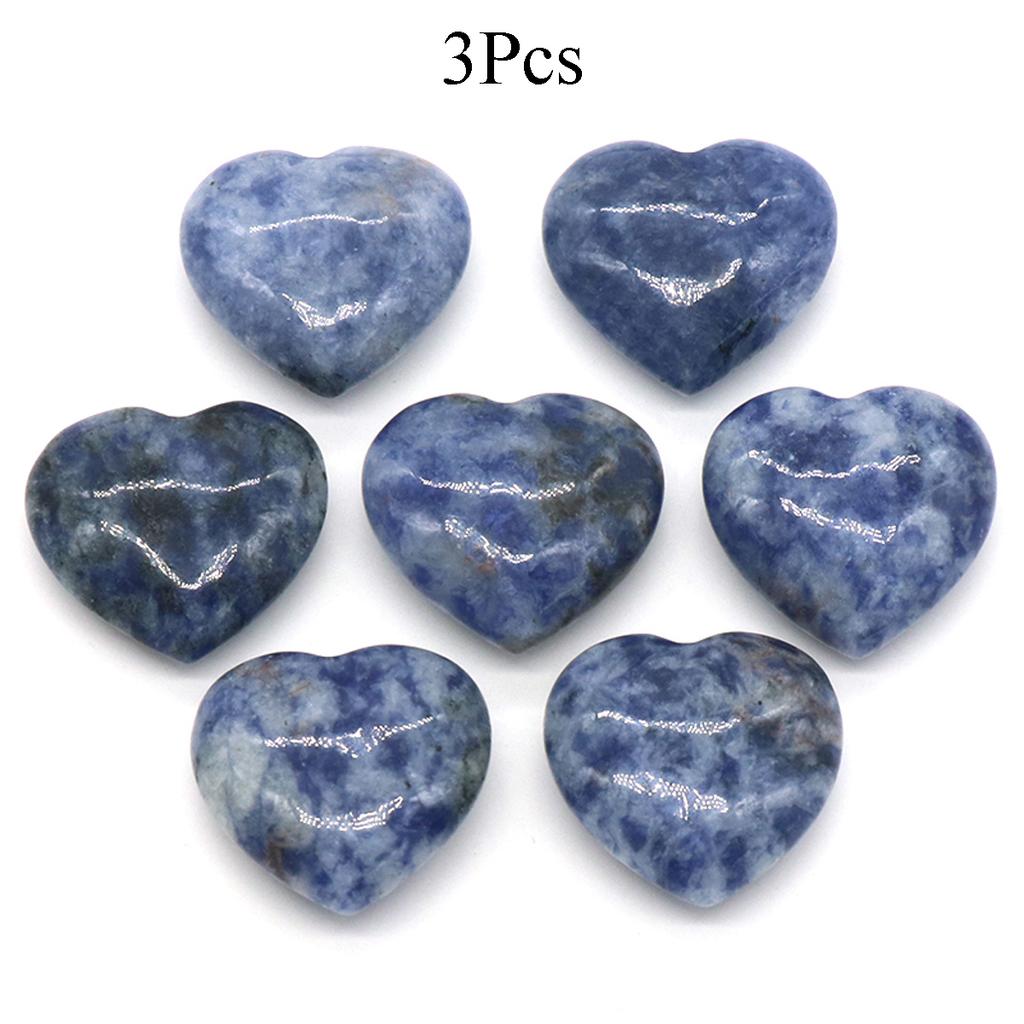 3Pcs, Assorted Natural Crystal Heart Stones Bulk Polished Healing Crystal Hearts for DIY Jewelry, Meditation, Reiki & Valentine's Day Gifts