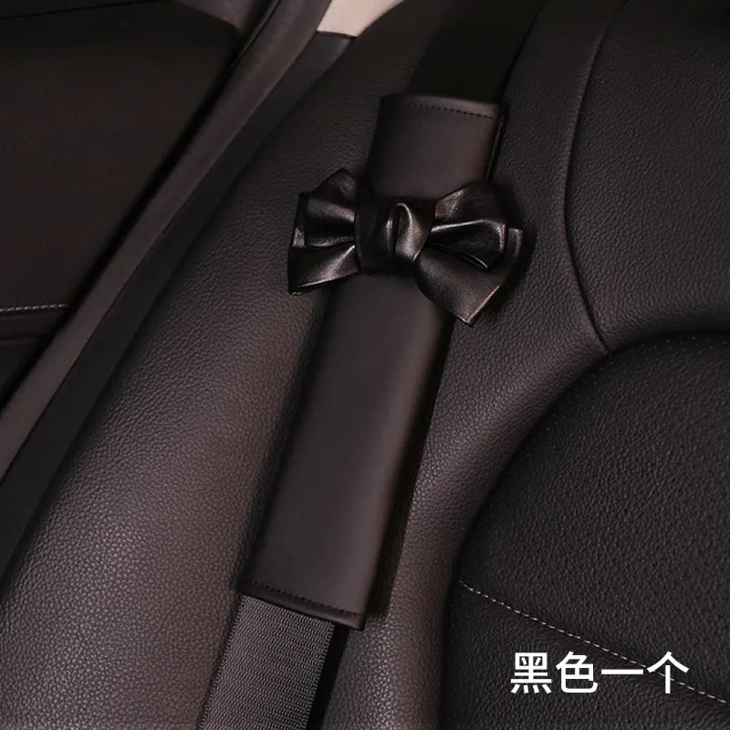 Fashion Car Seat Belt Cover Black Bow Adjustable Car Safety Belt Cover Shoulder Pad for Kids Adults Car Interior Accessories