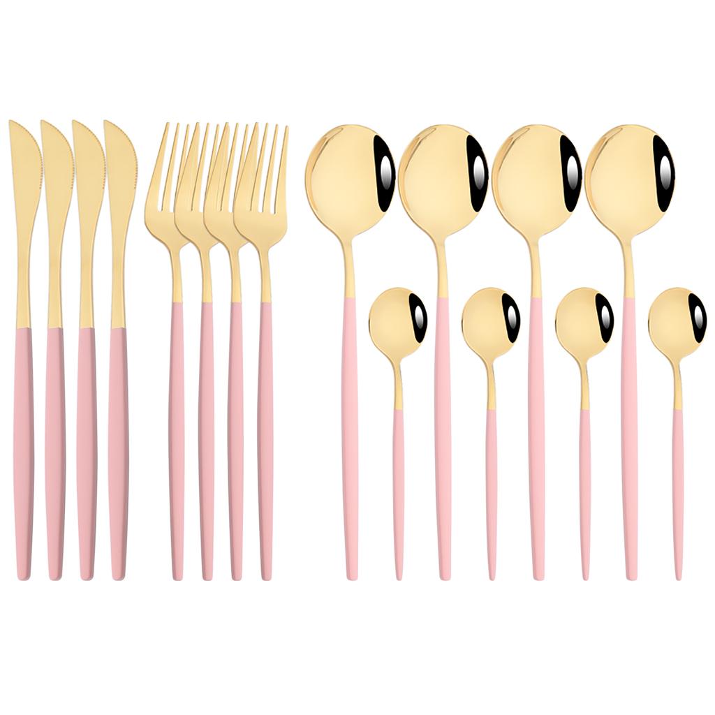 16Pcs Dinnerware Set Stainless Steel Tableware Mirror Dinner Black Cutlery Set Knife Fruit Fork Spoon Silverware Kitchen Set