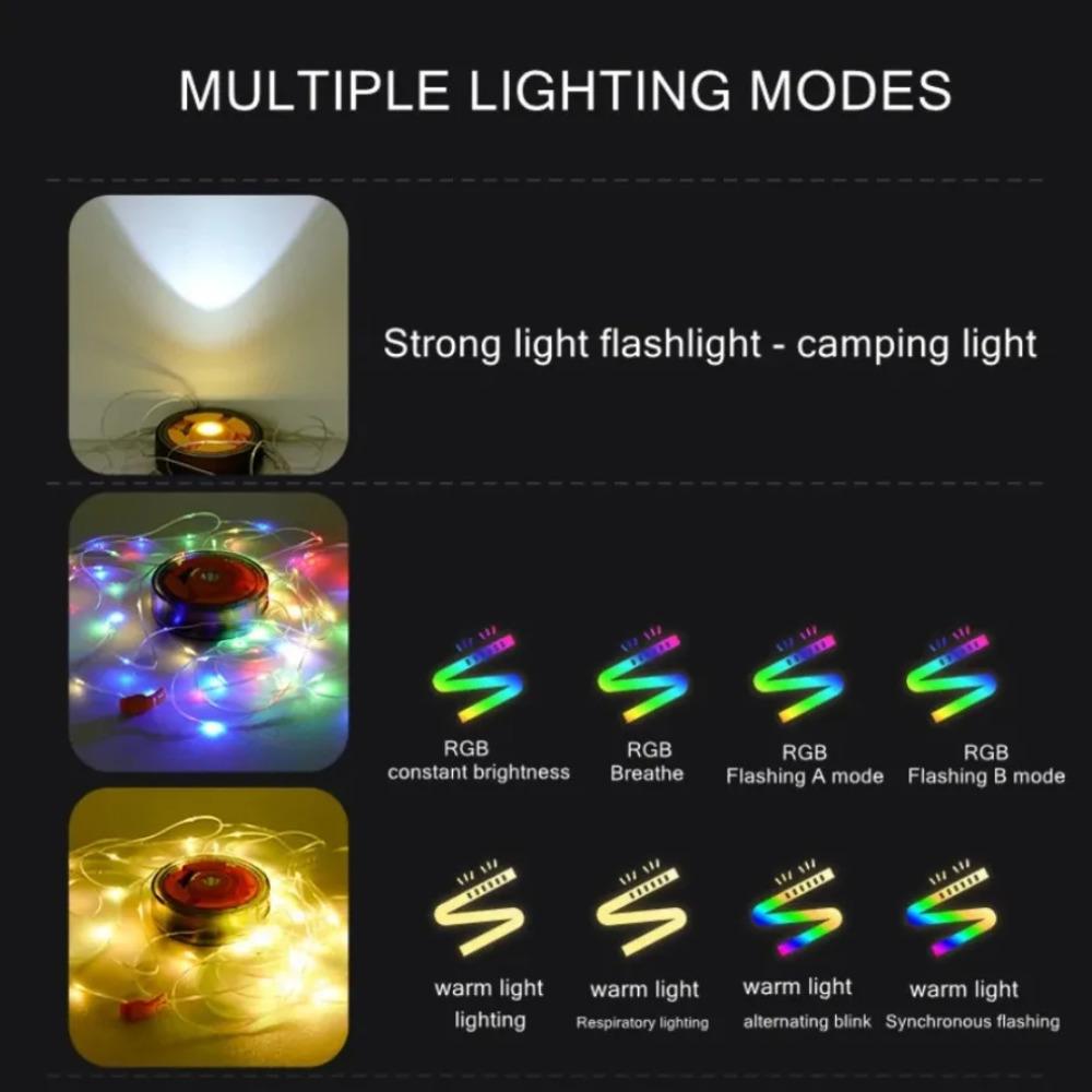 8M RGB Color-Changing Atmosphere String Light 1200mAh Portable Camping Light Outdoor Tent Light Strip Decorative Lighting String