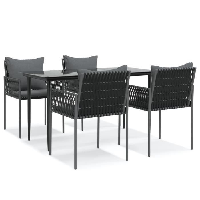 VidaXL Ensemble à manger de jardin 5 pcs coussins résine tressée acier 3187055