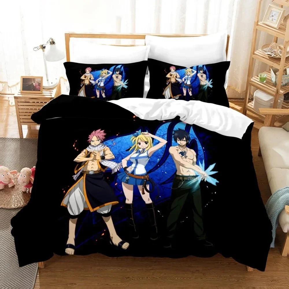 3D Print Fairy Tail Anime Bedding Set Duvet Cover Pillowcase Comforter King Queen Size Boys Adult Bedding