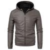 Pu Leather Men's Autumn and Winter Slim-fit Korean Version of The Handsome Hooded Motorcycle Jacket Plus Velvet Thick Leather Jacket Men's Jacket