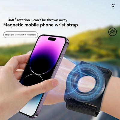 Magnetic Armband Phone Holder for iPhone 12-16 and Android Phone 360° Rotation Wristband Phone Mount
