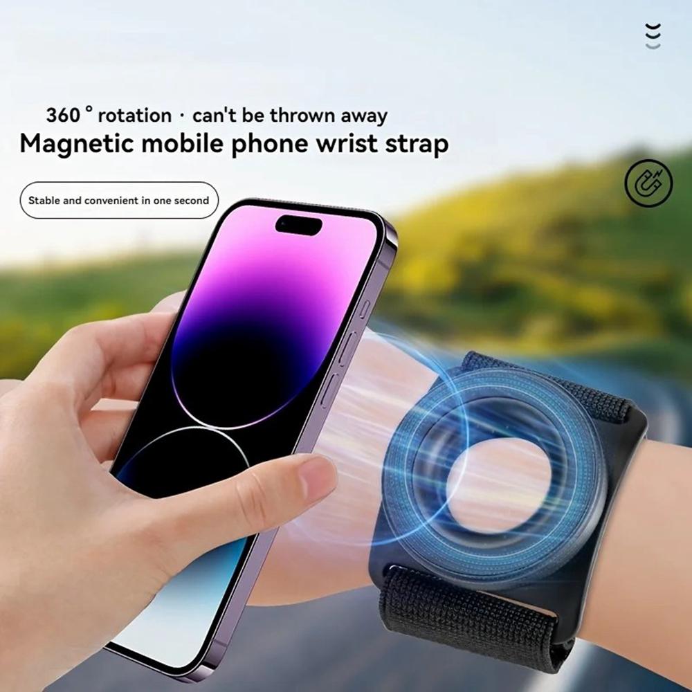 Magnetic Armband Phone Holder for iPhone 12-16 and Android Phone 360° Rotation Wristband Phone Mount