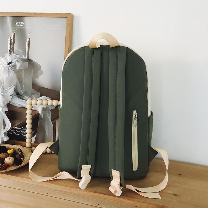 Large Capacity Nylon Women's Backpack Color Contrast Travel Backpack Student Lightweight Schoolbag