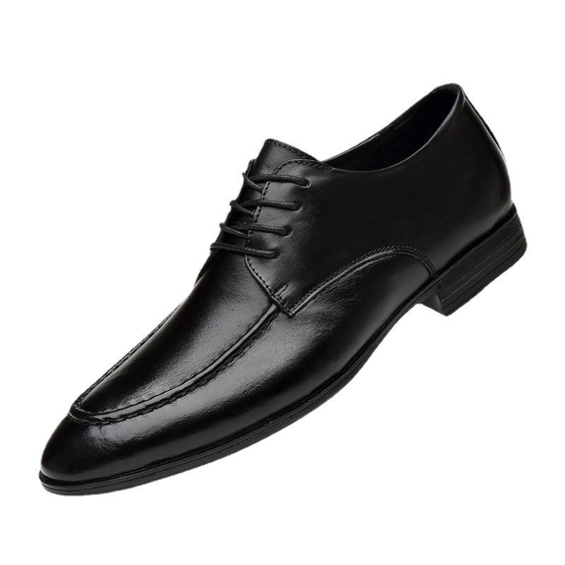 Men's Shoes Autumn Dress Leather Shoes Men's Pointed Cowhide Lace-up Breathable Men's Loafers Business Casual Shoes Men's