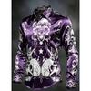 New Crown Lion Baroque Floral 3D Printed Long Sleeved Shirt with a Smooth Drape and Satin Lapel for Men