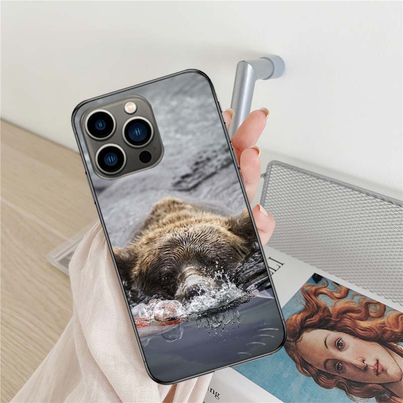 Kodiak Bear Phone Case For Iphone 17 Air 16 15 Pro Max 14 Plus 16E Coque 13 Pro 12 Mini 11 Clear Cover Silicone Cute Shell Soft