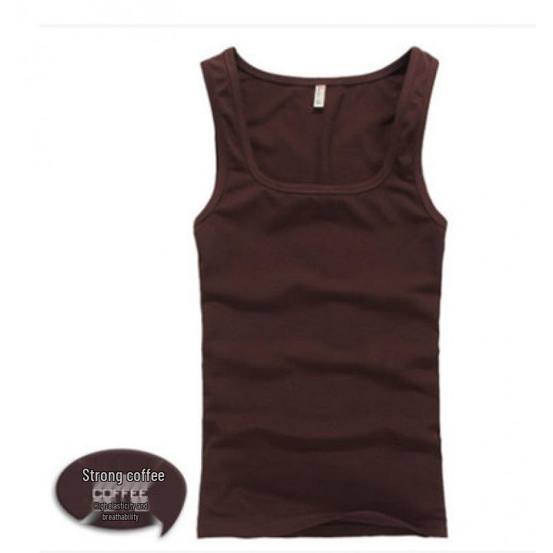 

Мужская приталенная хлопковая майка с квадратным вырезом для летнего фитнеса XXL кофейный