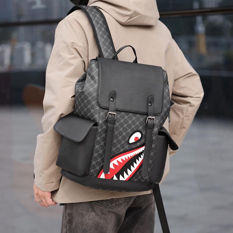 Neue koreanische Version Business-Rucksack Leder Große Kapazität Herren und Damen Trend karierter Rucksack Reisetasche Studenten-Computertasche