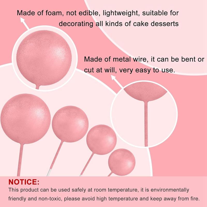 20Pcs Cake Topper Gold Silver Ball Happy Birthday Cake Topper Decoration DIY Cupcake Flag Ornament Wedding Christmas Ball Decor