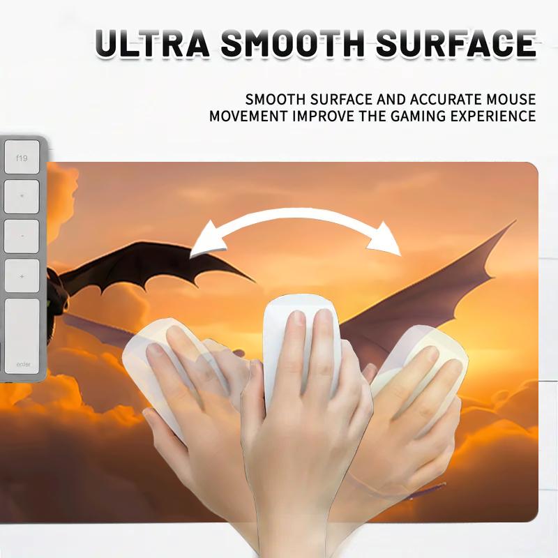 1Pc Dragon Flight Sunset Gaming Mouse Pad Keyboard Desk Mat Non-slip Rubber Lock Edge Waterproof Computer Mousepad for Office Home Decor S1461