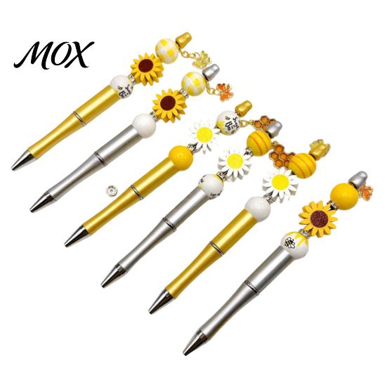Customizable Beadable Pens Sunflower Bee Beaded Ballpoint Pen Set, DIY Easy Assemble Kits Kits, Smooth Writing Pen, for Students Handmade Craft 1 Set
