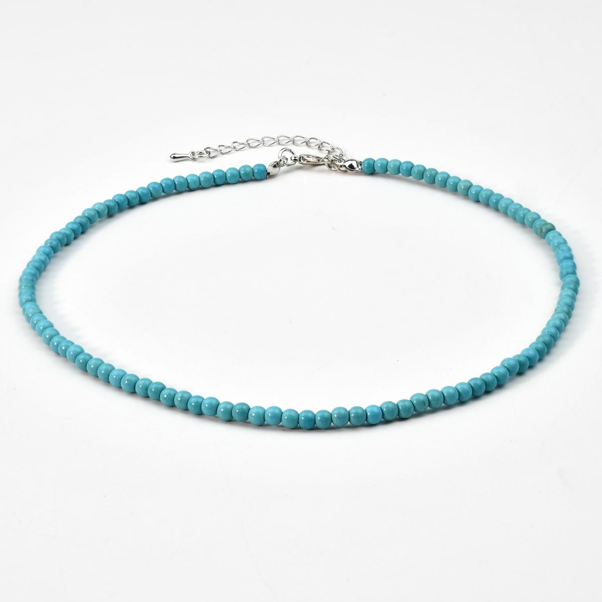 Natural Stone Blue Turquoise Round Beads Women s Necklace Bohemian Fashion Charm Handmade Jewelry Mother s Day Gift