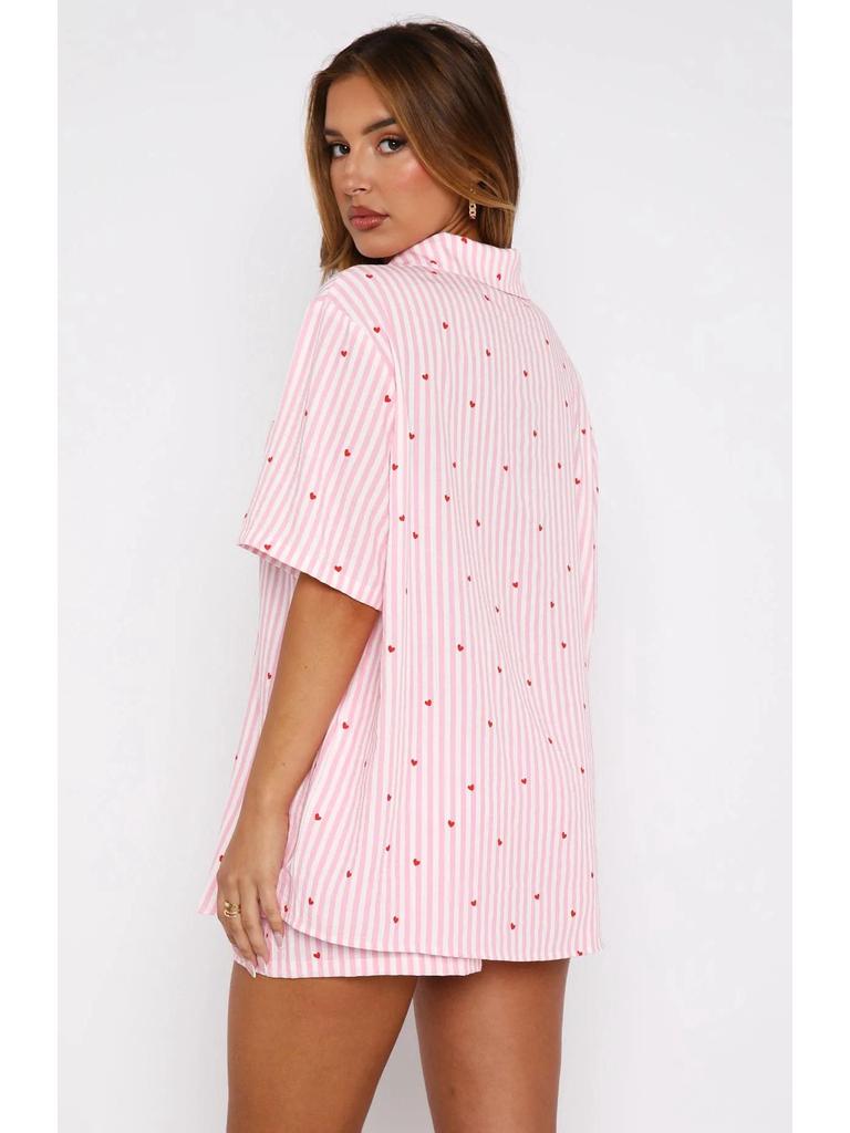 2026 Trendy Women's Personalized Print Casual Loose Shirt & Shorts Set