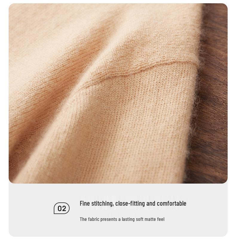 Men's Cashmere Half-High Neck Pullover - Autumn/Winter Versatile Loose Knit Sweater for Mid-Aged and Young