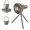 Alesia Camping Fan, Outdoor Fan, 10000mAh Rechargeable, Smartphone Charging, LED Light, Tripod Type, Hanging, Camping, Outdoor, Tabletop