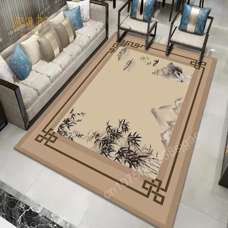 Vintage Neo Chinese Carpet 180x280cm Luxury Felt Rug Non-slip Living Room Decoration Aesthetic High Quality