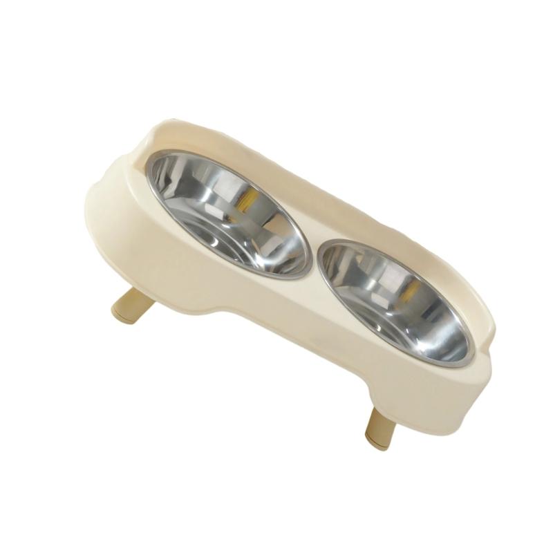 Stainless Steel Pet Bowl Sofa  Feeding With Base Food Water Separation Cats Double Bowl Fashion Feeding Large Capacity