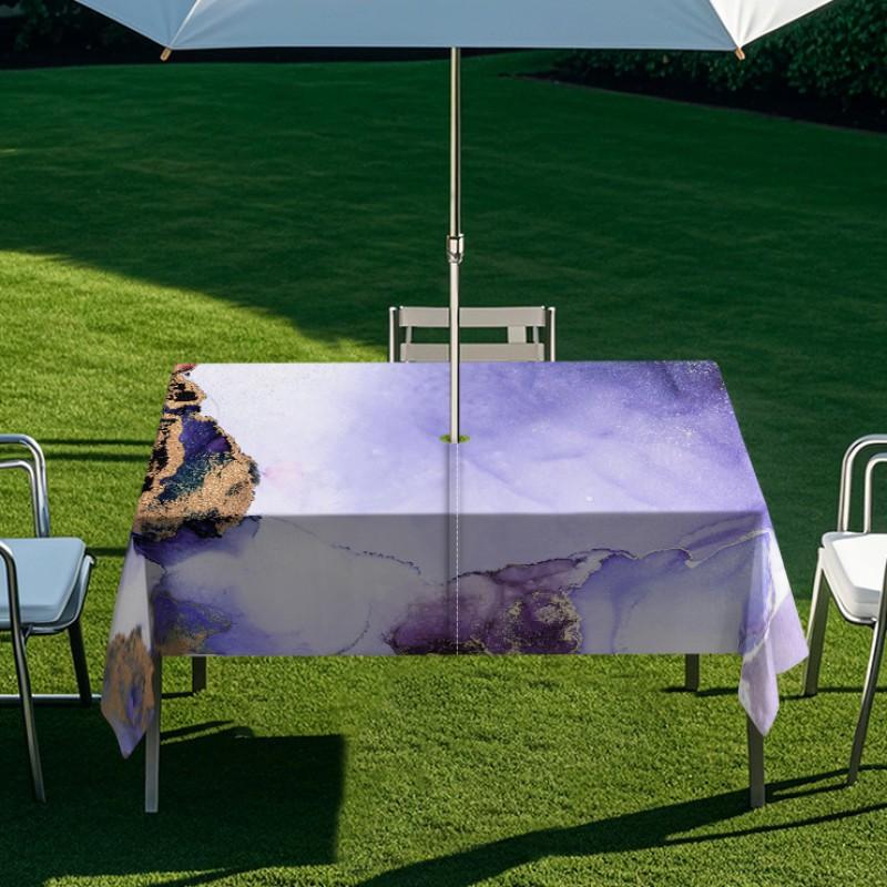 Outdoor Rectangular Table Cover With Starry Sky Sand Flow Waterproof Elastic Edge Patio Garden Dining