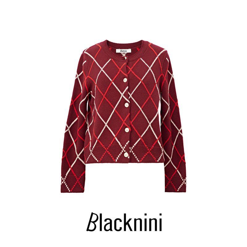 

Blacknini Yin WAF/ Классический стеганый Австралийская шерсть 100% Двусторонний жаккардовый вязаный жилет/кардиган Cardigan(In stock) S