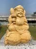 15cm Wooden Carved Buddha Made from Premium Cypress A guardian deity of career business and protection from Statue, Three-Faced Daikokuten, Wood.
