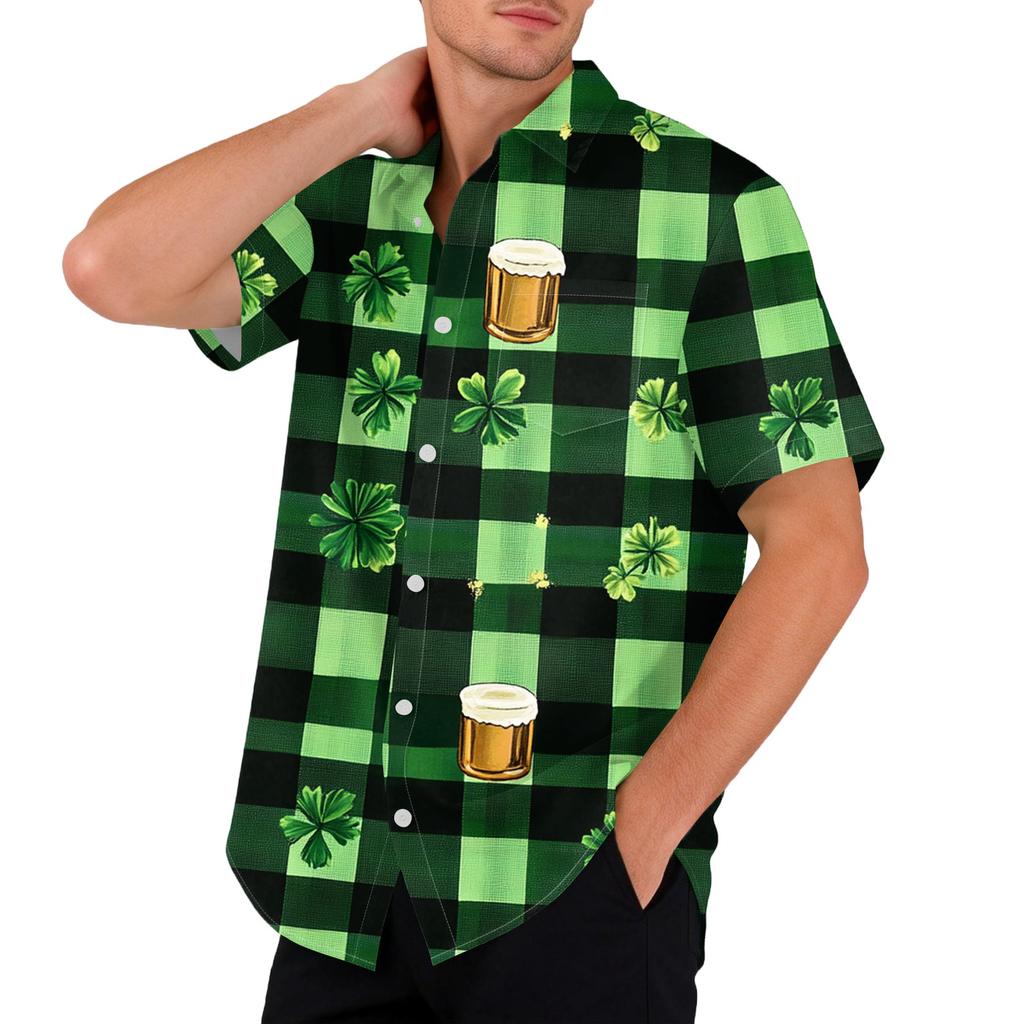 Men's loose and casual flag-print T-shirt, short sleeve shirt