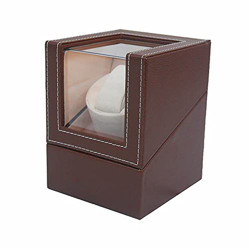 WNJAPAN Заводчик для часов, Одиночный заводчик для часов, Тихий дизайн, Автоматический заводчик для часов, Популярный подарок, Декор интерьера, Черная тисненая PU-кожа, WM-01BR