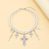 Elegant Vintage Charm Clavicular Chain Fashionable and Spiritual Crosses Pendant Necklace Stackable Pearls Neck Chains