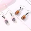 Fashion Women Bubble Tea Drink Dangle Long Ear Hooks Earrings Jewelry Decor