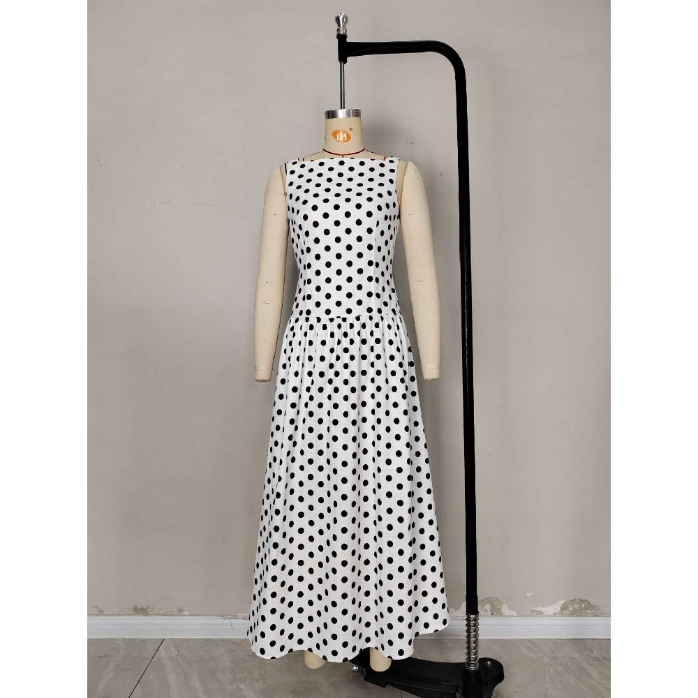 Women's New Fashion Office Printed High Waist Sleeveless Dress