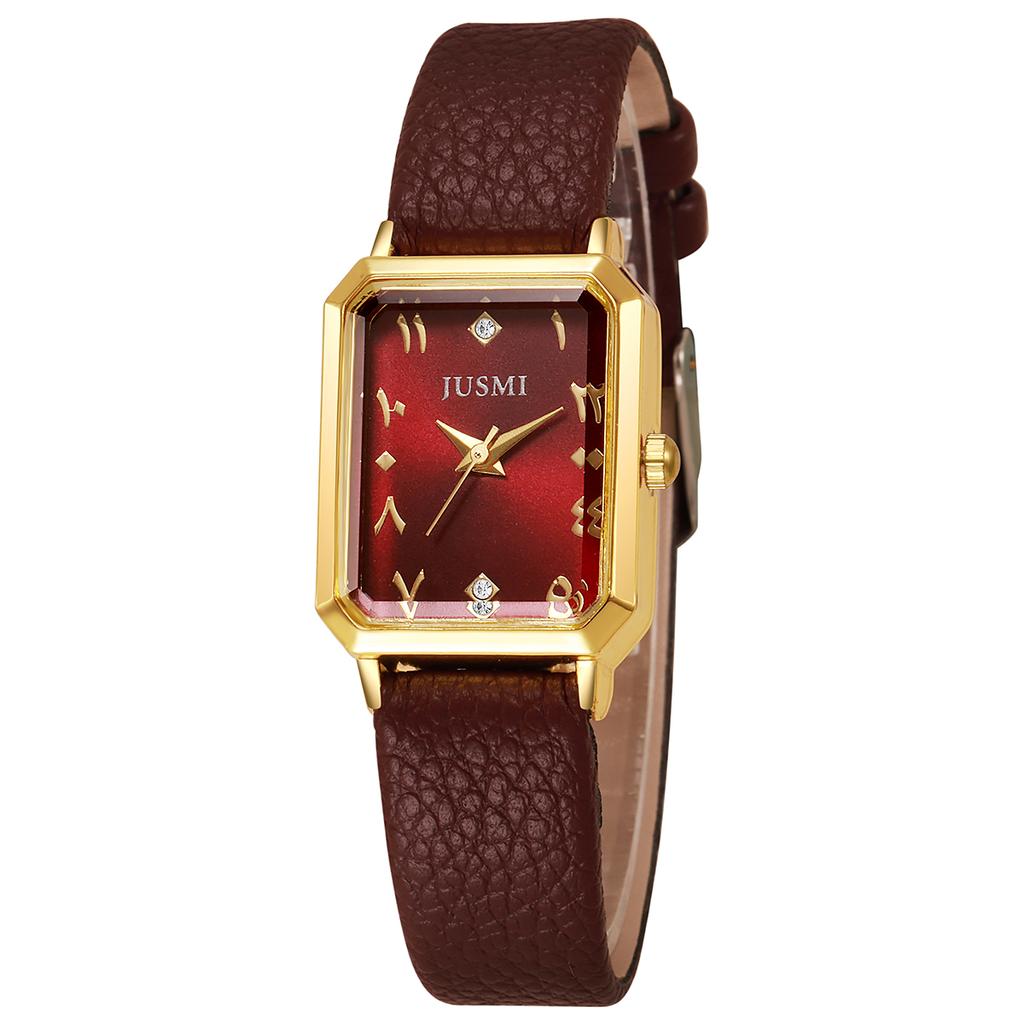 Simple Retro Fashion Rectangular Alloy Case Rhinestone Ladies Quartz Watch, Suitable for Daily Wear, Christmas Gift