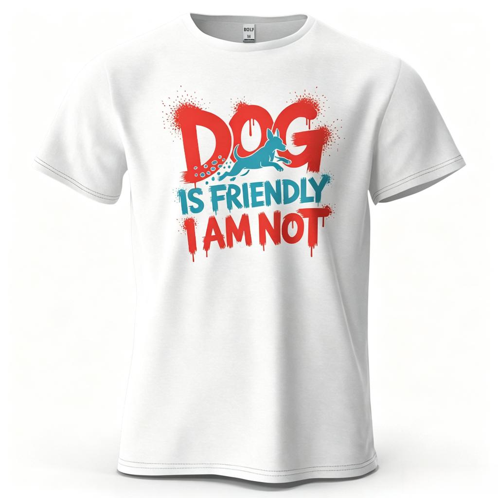 Unisexs Dog Is Friendly I Am Not Graphic Short Sleeve Tshirt Printed Tops Tee For Unisex Summer Casual Sportswear
