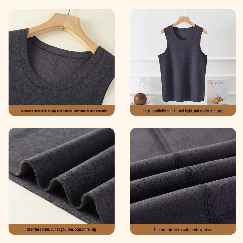 Męska Termiczna Bezszwowa Kamizelka z Podszewką z Jedwabnego Polaru 2025 Zima