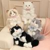Adorable Realistic Ragdoll Cat Plush Backpack Soft Fluffy White Black Cat Shoulder Bag With Adjustable Strap Cute Cat Bag