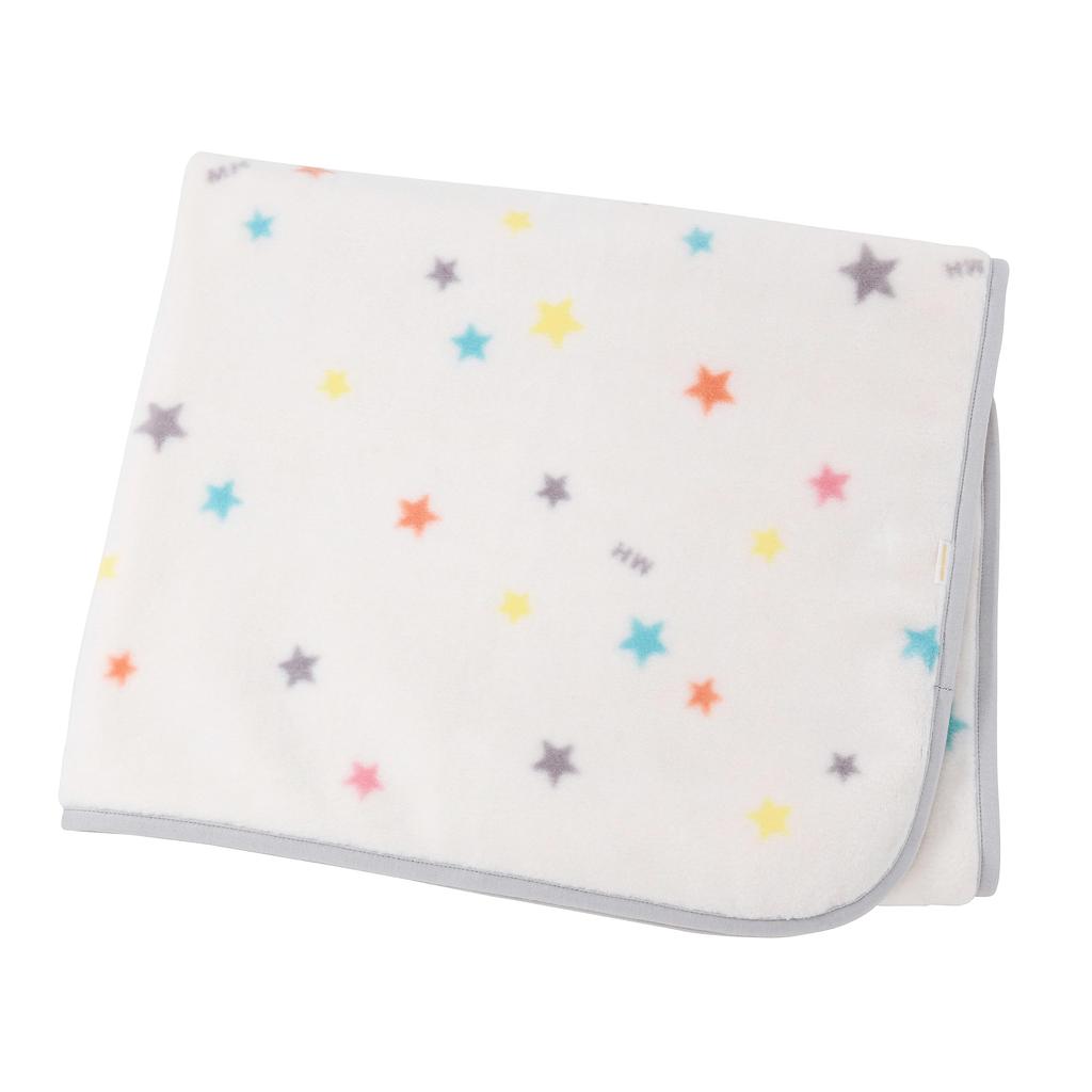 MIKIHOUSE Cotton Baby Blanket Star Pattern 90 X 115cm Double-Sided Brushed Soft Pile Made In Japan for Boys Girls Nap Lap White