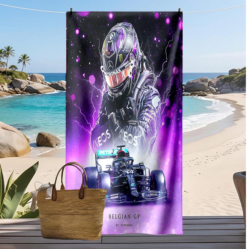 Asciugamano da Spiaggia Stampa Lewis Hamilton Morbido Portatile Asciugatura Rapida?Asciugamano Asciutto Per Piscina Vacanza Estiva Sport all'Aperto