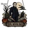 Porch Showcase Hanging Accents Halloween Decoration, 2D Michael Acrylic Suncatcher, Window Decor with Pumpkin Movie Fan Collection Gifts Tombstone,
