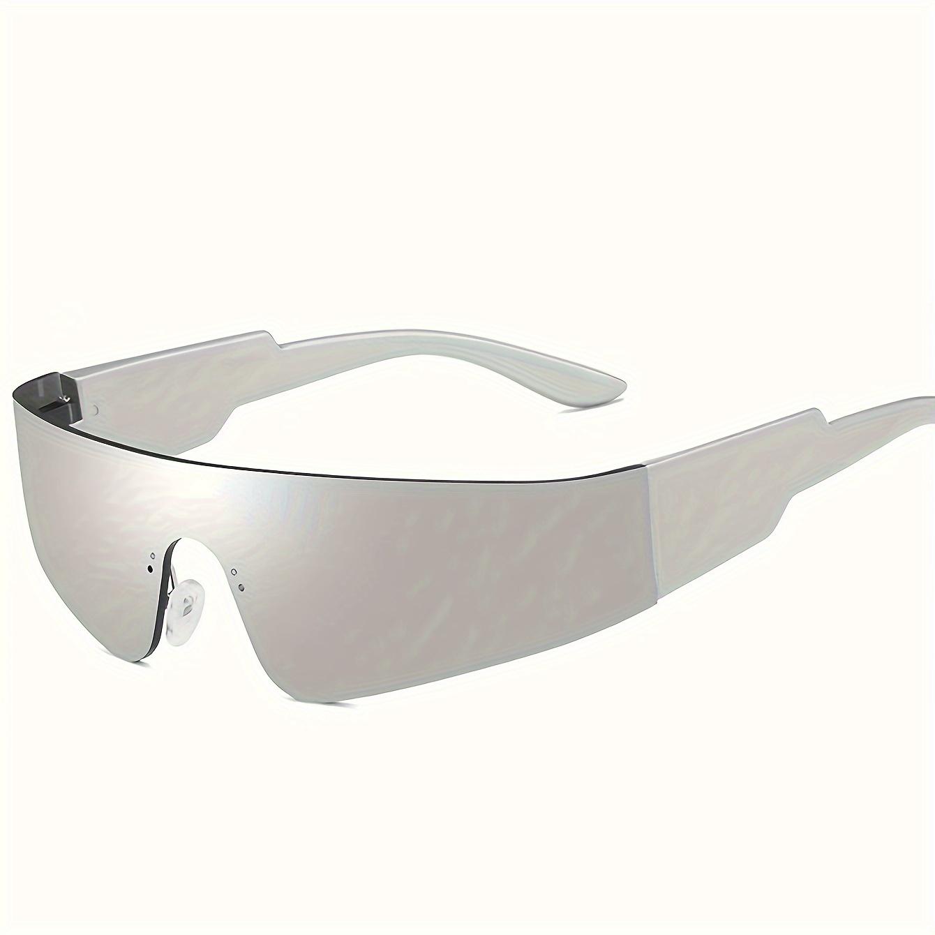 

Безрамочные цельные модные солнцезащитные очки в футуристическом технологическом стиле в стиле панк для женщин и мужчин, подходящие для путешествий, велосипедные очки на открытом воздухе серебряный